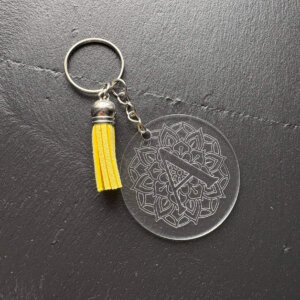 Porte-clé personnalisé en acrylique – Gravure Mandala