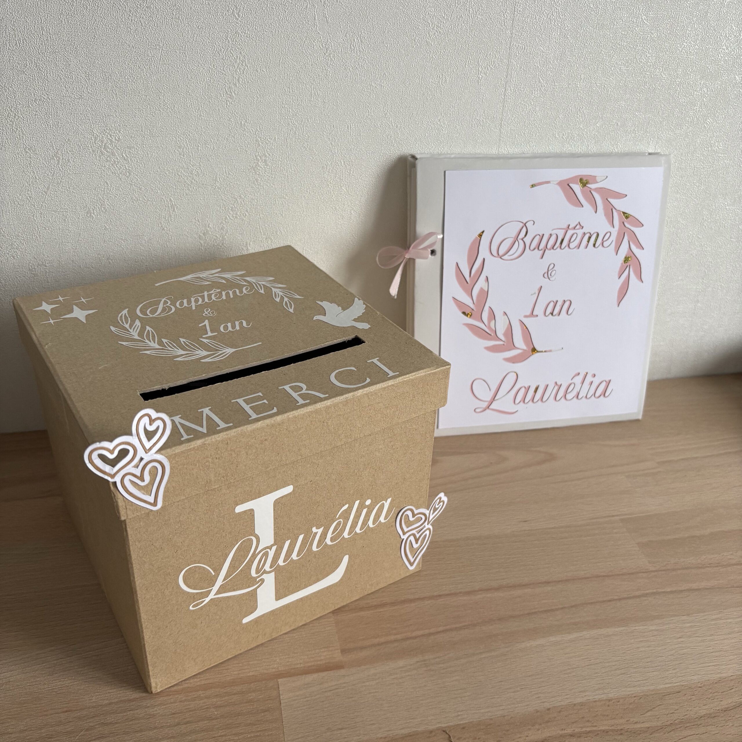 urne et livre d'or baptême et 1 an personnalisés