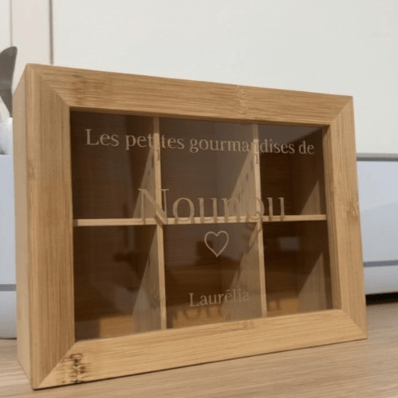 Boîte à thé en bois personnalisée cadeau nounou