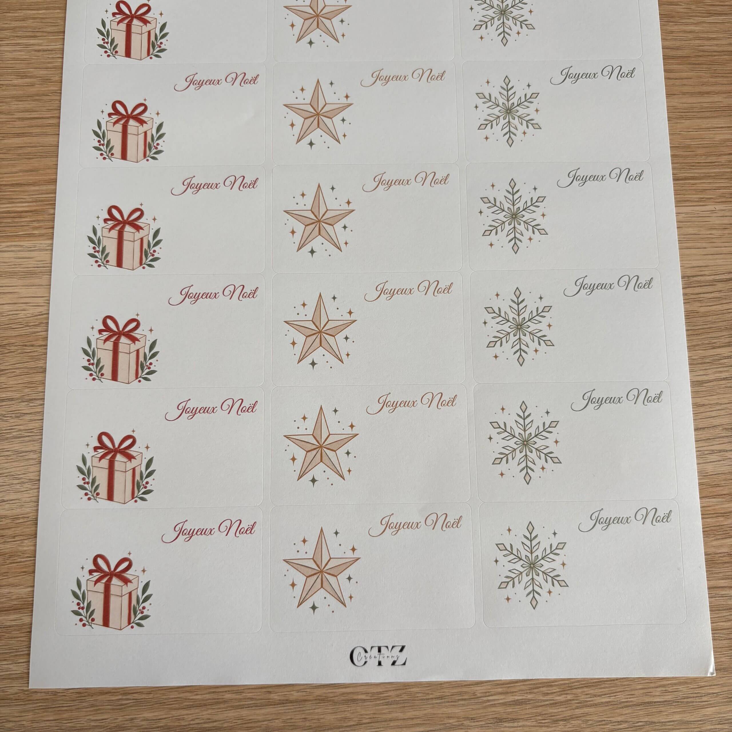 Planche de 21 étiquettes autocollantes de Noël – Joyeux Noël – Image 4