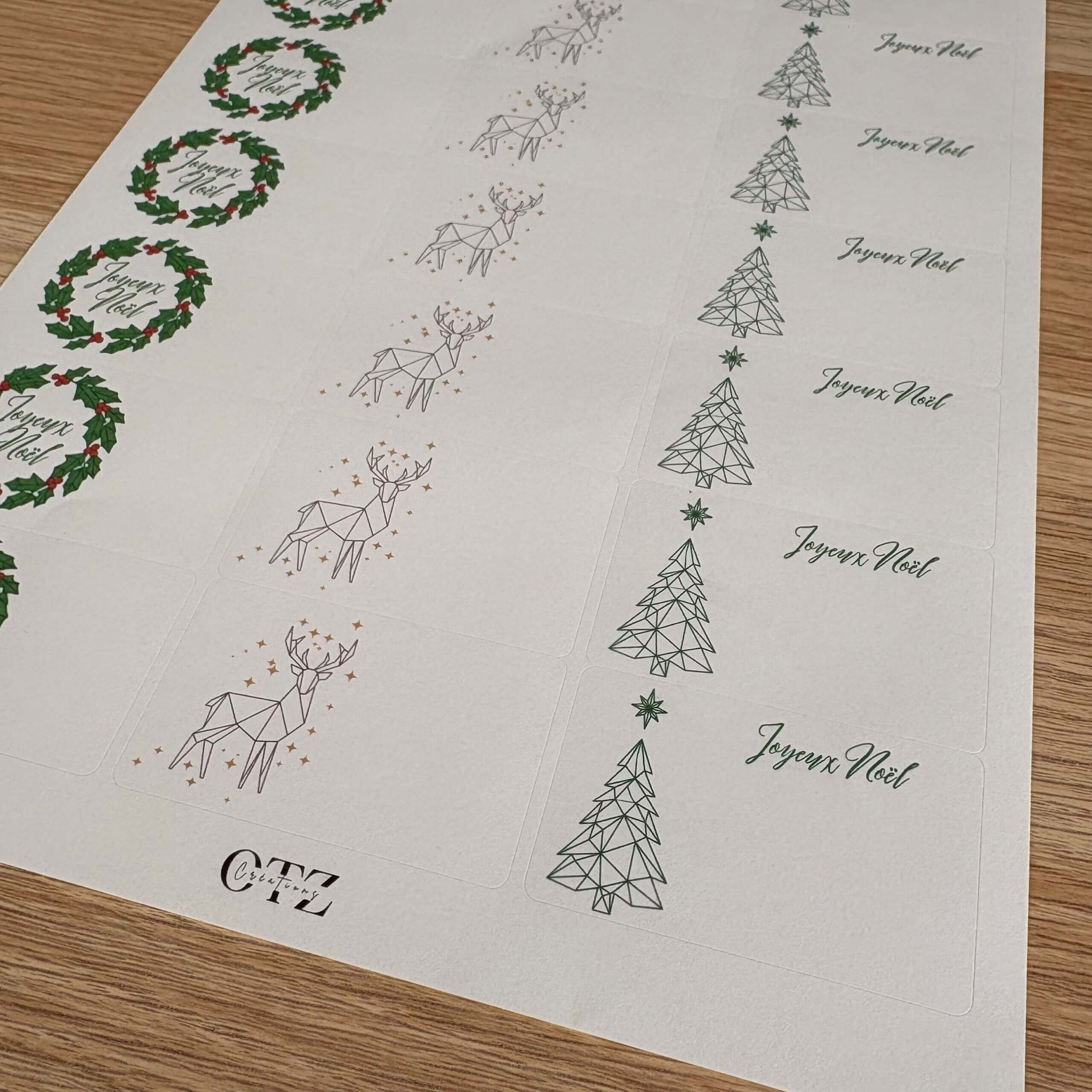 Planche de 21 étiquettes autocollantes de Noël – Géométrique – Image 3